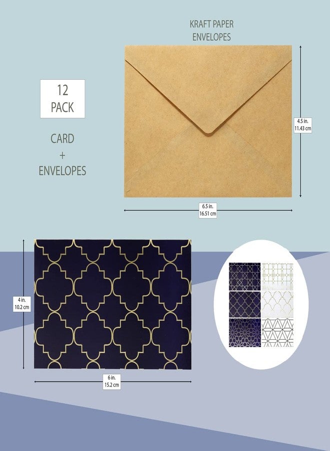 Confetti! All Occasion Greeting Cards Box Set, 4 x 6 inch, Assorted Blank Note Cards & Envelopes, 6 Elegant Gold Foil Geometric Designs, Blank Inside (Pack of 12) - Image 2